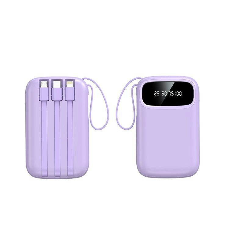 Slim Power Bank with Built-in Cable (5000–20000mAh)