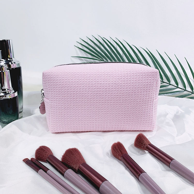 Personalized Waffle-Texture Makeup Bag