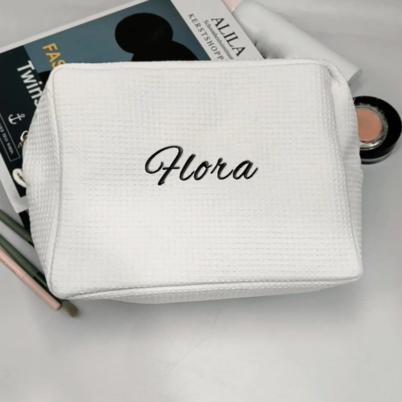 Personalized Waffle-Texture Makeup Bag