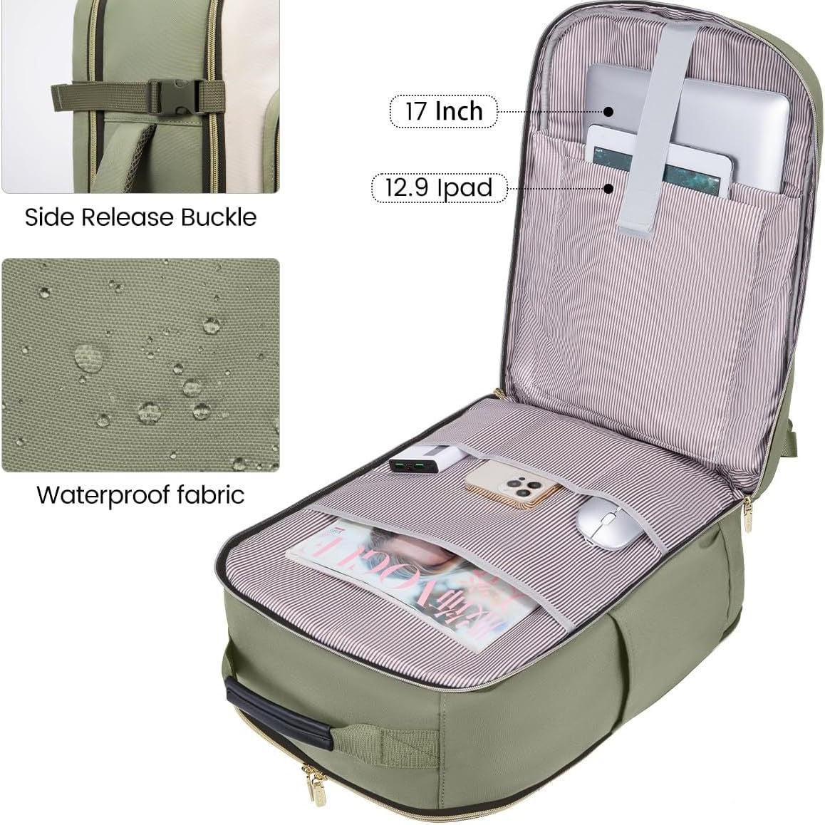 Carry-On Travel Backpack (36–55L)