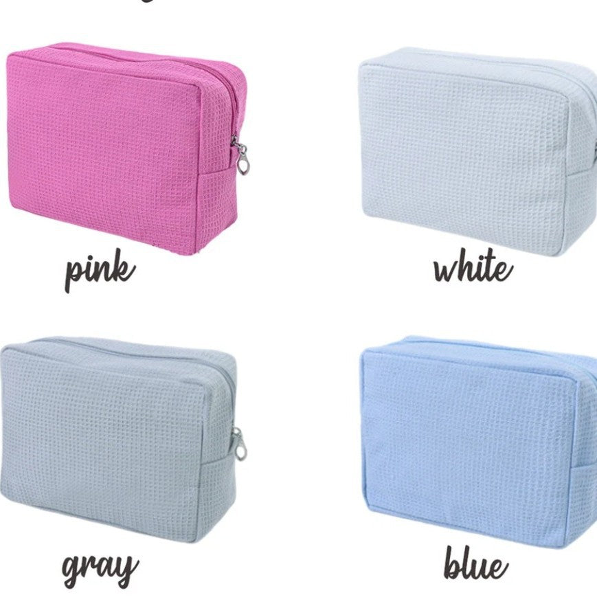 Personalized Waffle-Texture Makeup Bag