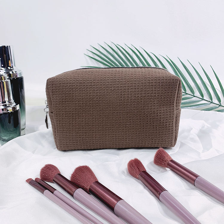 Personalized Waffle-Texture Makeup Bag