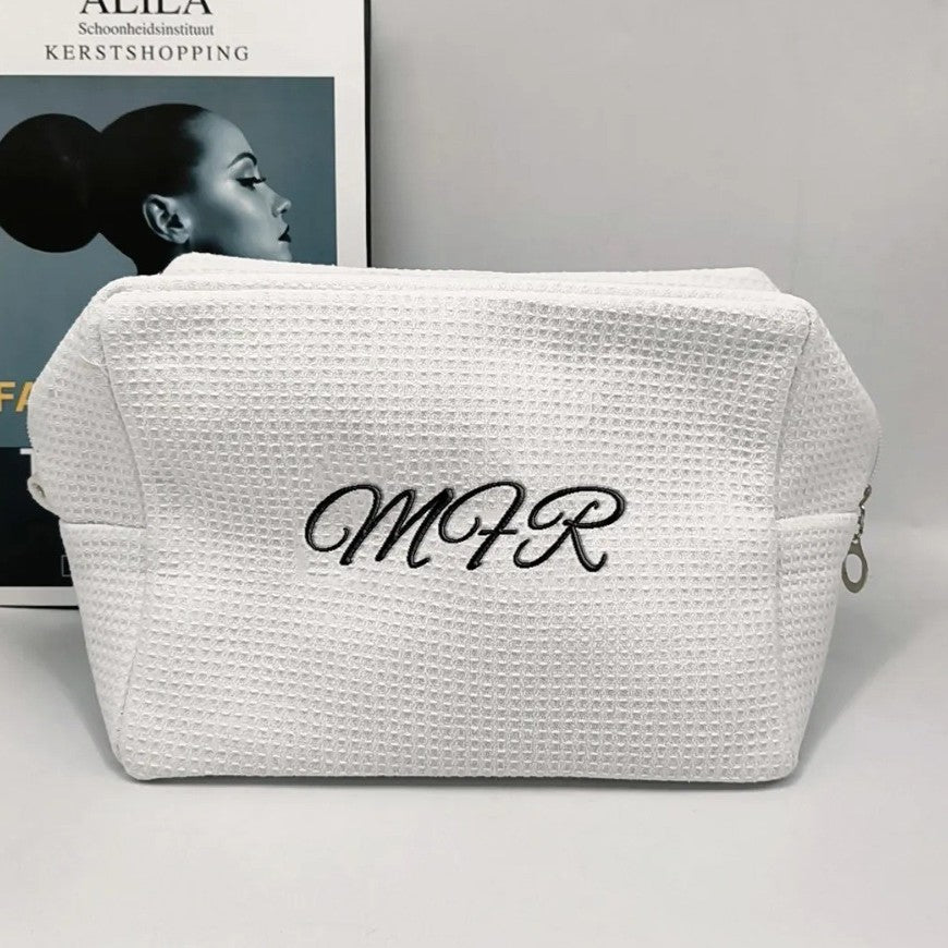 Personalized Waffle-Texture Makeup Bag