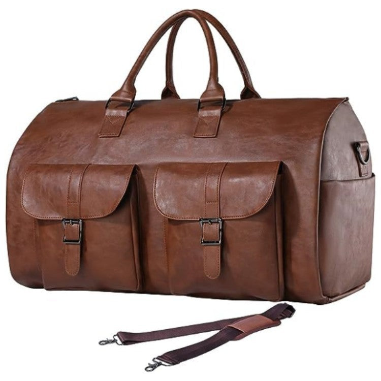 Waterproof PU Leather Travel Duffel Bag (36–55L)