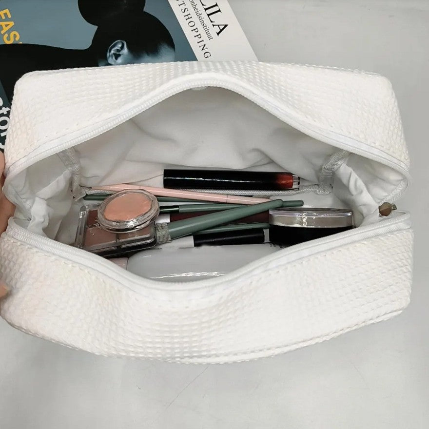 Personalized Waffle-Texture Makeup Bag