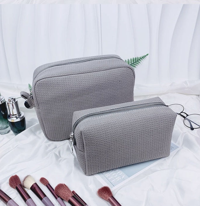 Personalized Waffle-Texture Makeup Bag