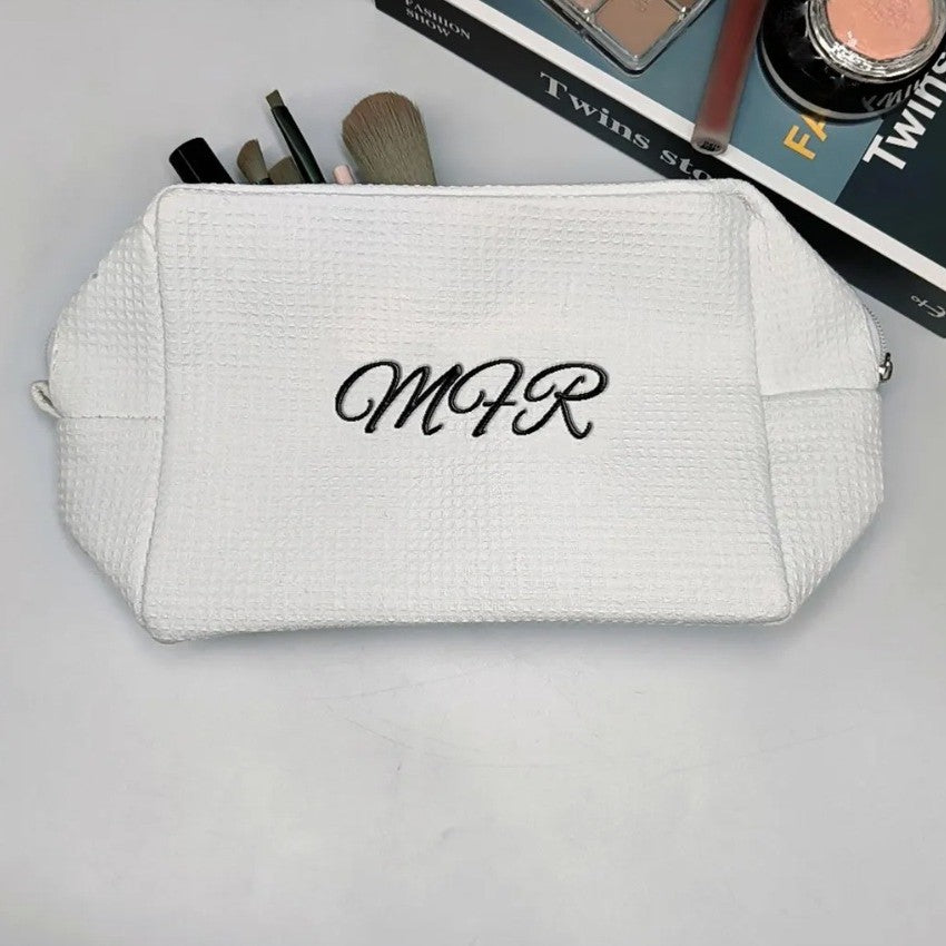 Personalized Waffle-Texture Makeup Bag