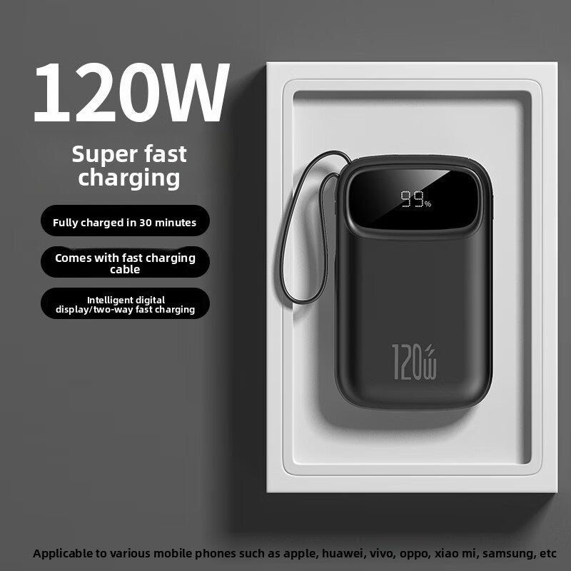 Slim Power Bank with Built-in Cable (5000–20000mAh)