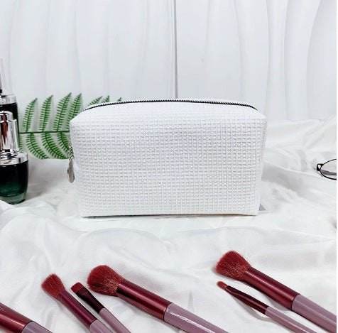 Personalized Waffle-Texture Makeup Bag
