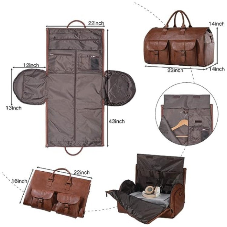 Waterproof PU Leather Travel Duffel Bag (36–55L)
