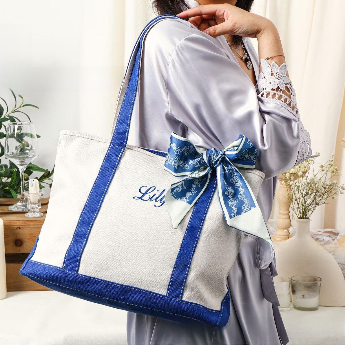 Personalized Boat-Shaped Canvas Shoulder Bag