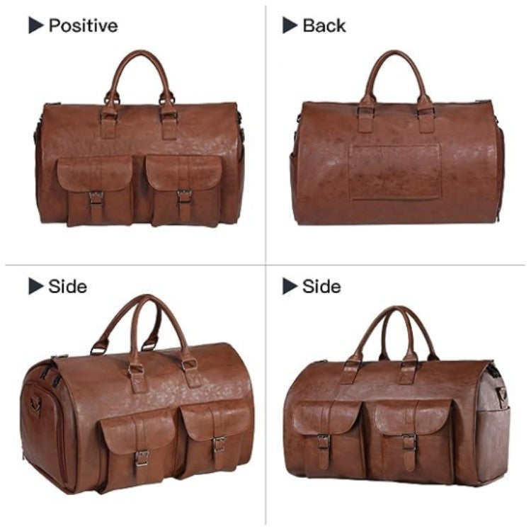 Waterproof PU Leather Travel Duffel Bag (36–55L)