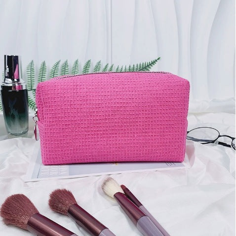 Personalized Waffle-Texture Makeup Bag